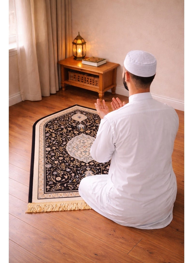 أولودينيز  سجادة صلاة لشهر رمضان فاخرة بتصميم عربي أنيق وقماش متين مخملي وناعم وقياسات مناسبة - Image 1